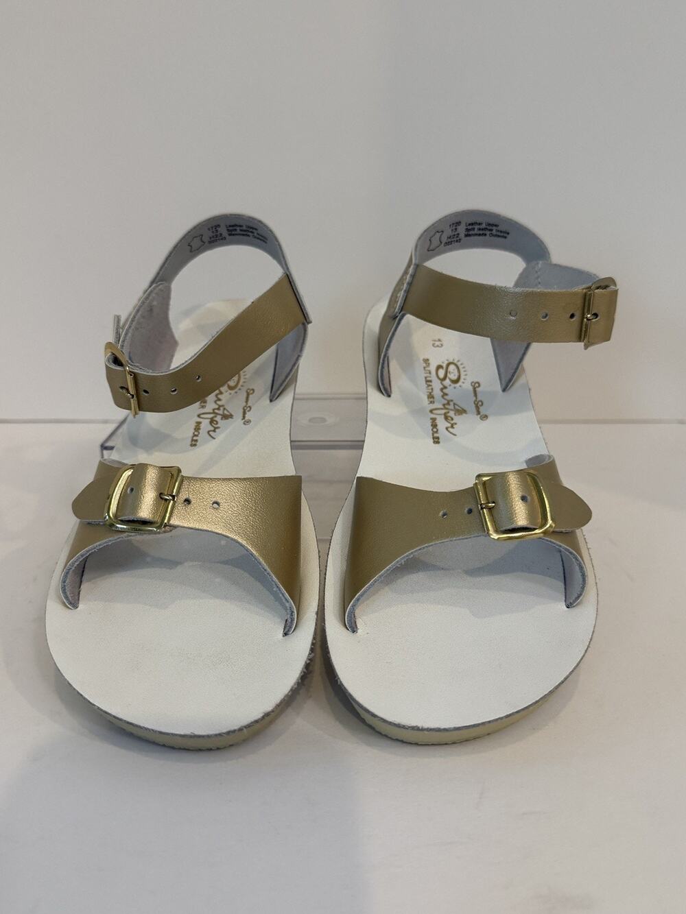 Sun San Surfer Sandals Gold Buckle Strap Size 13